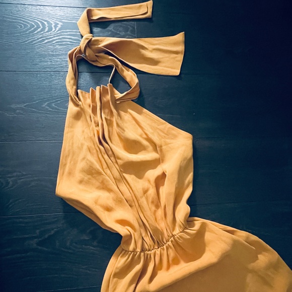 ZARA Limited Edition Mustard Yellow Halter Neck Maxi Dress - Picture 9 of 14